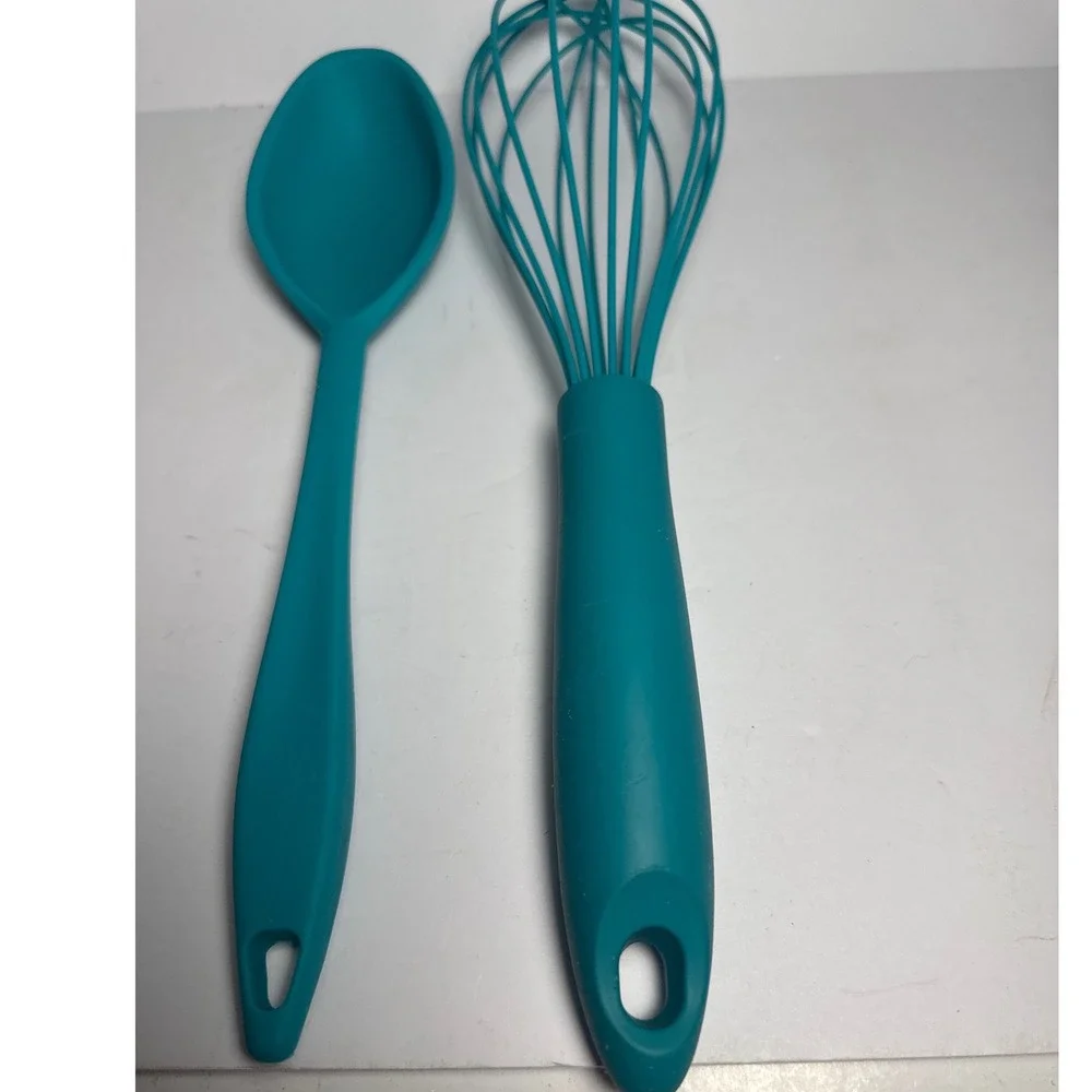 Core Kitchen Whisk and Spoon Set  Teal Blue Silicone Tools